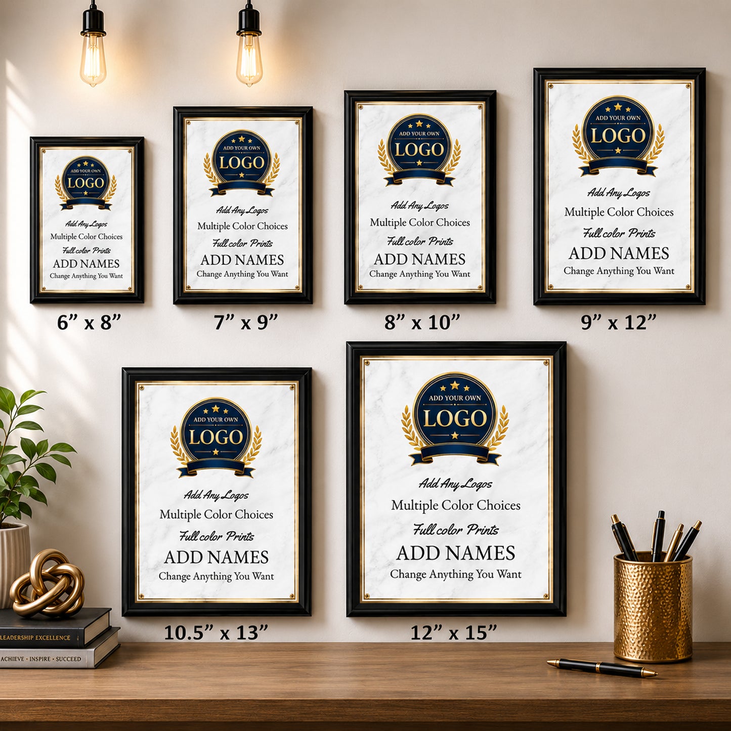 Classic Plaques Marble Effect Black & More - Multiple Sizes