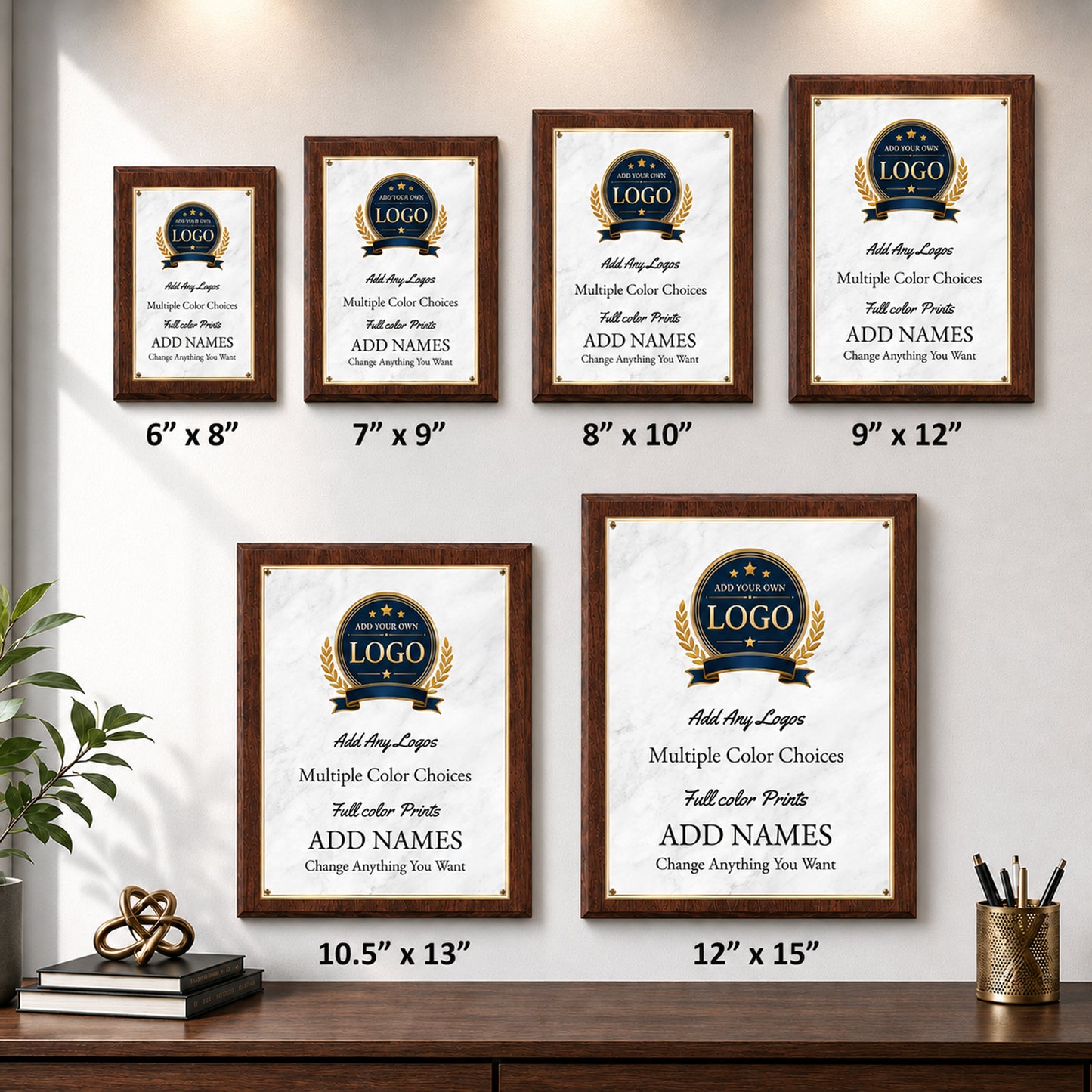 Classic Plaques Marble Effect - Simulated Walnut & More - Multiple Sizes