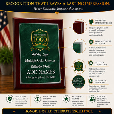 Classic Plaques Marble Effect - Simulated Mahogany & More - Multiple Sizes
