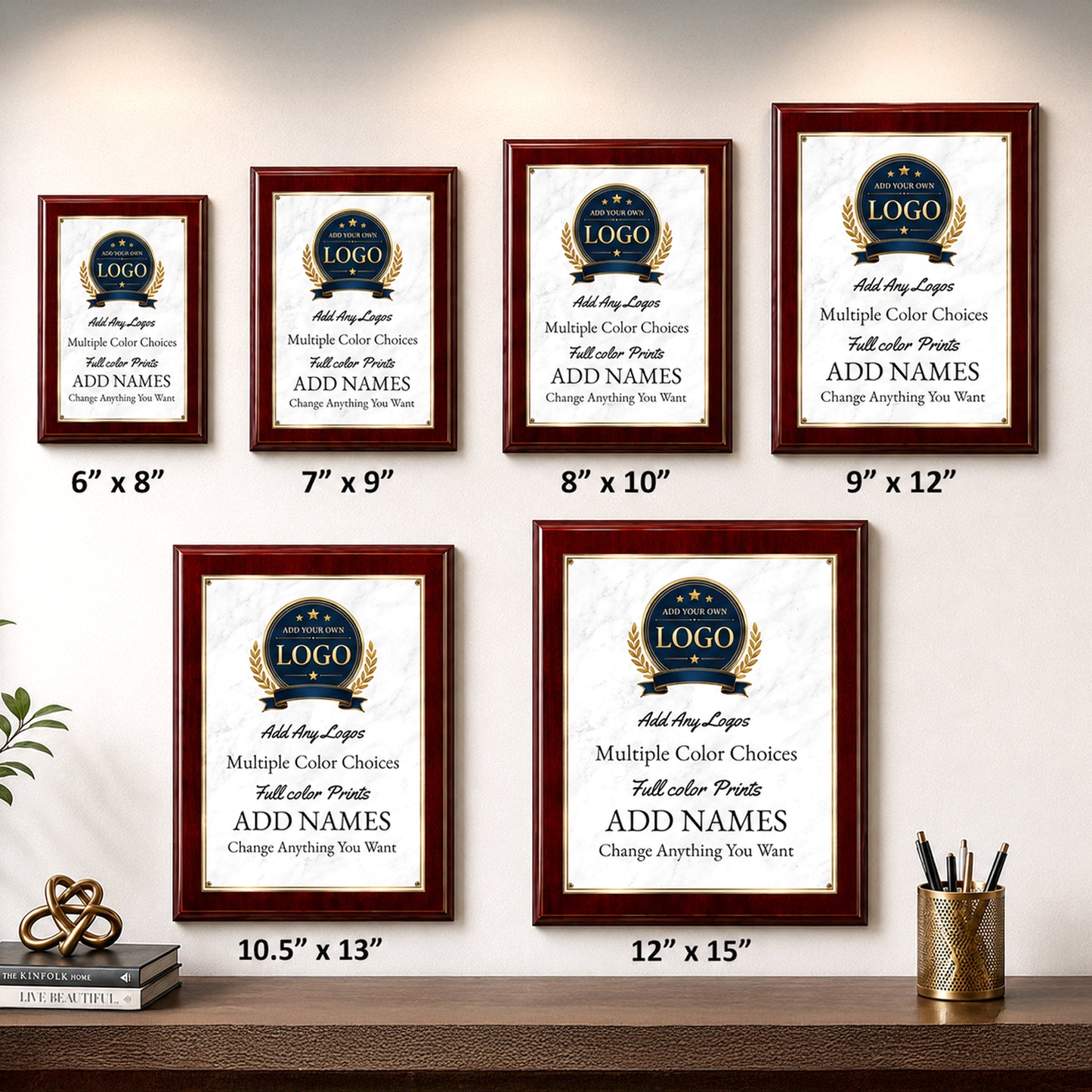 Classic Plaques Marble Effect - Simulated Mahogany & More - Multiple Sizes