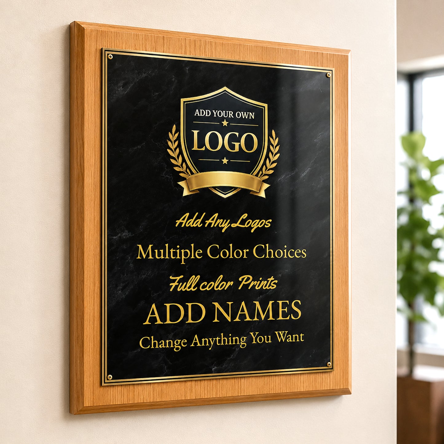 Classic Plaques Marble Effect - Simulated Oak & More - Multiple Sizes