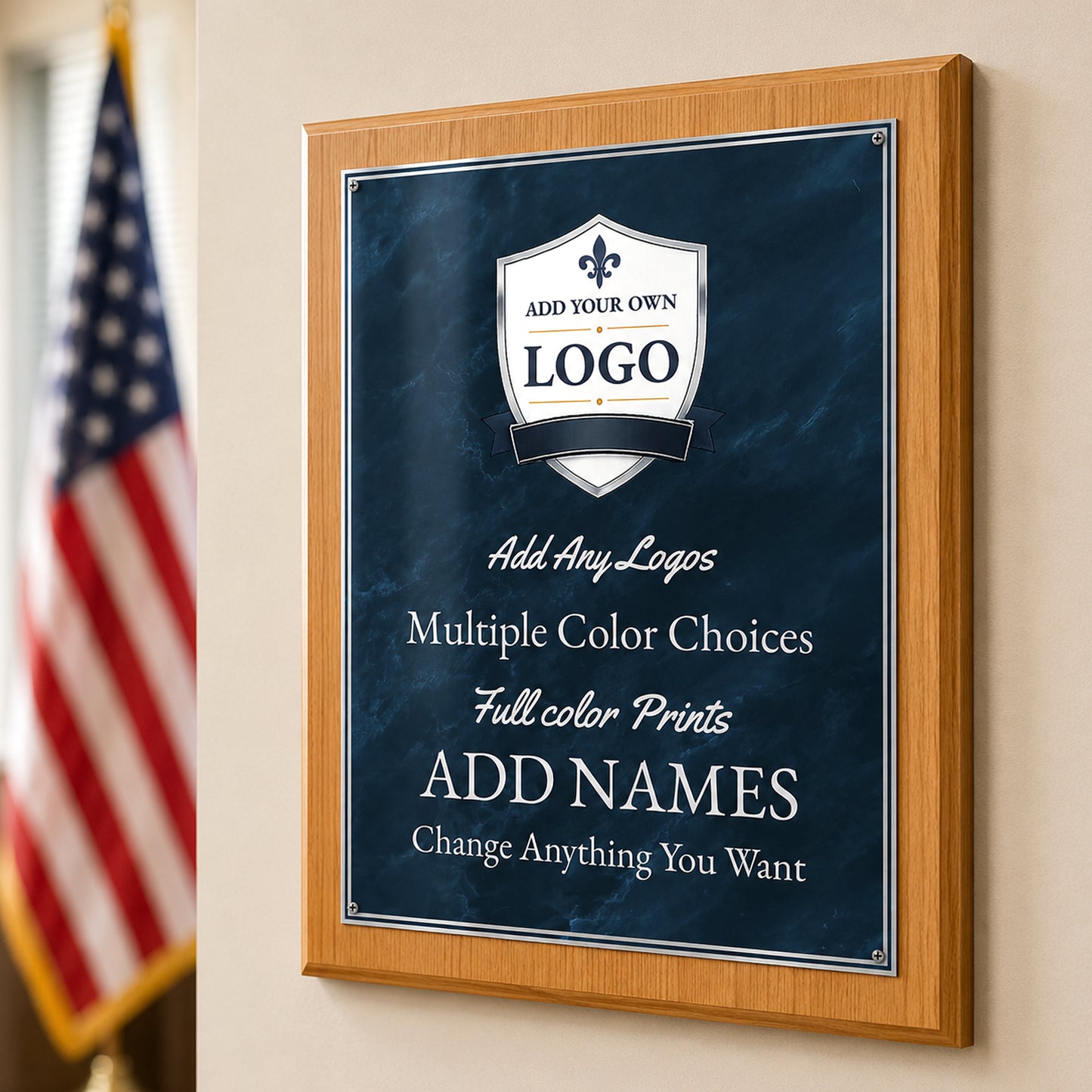 Classic Plaques Marble Effect - Simulated Oak & More - Multiple Sizes
