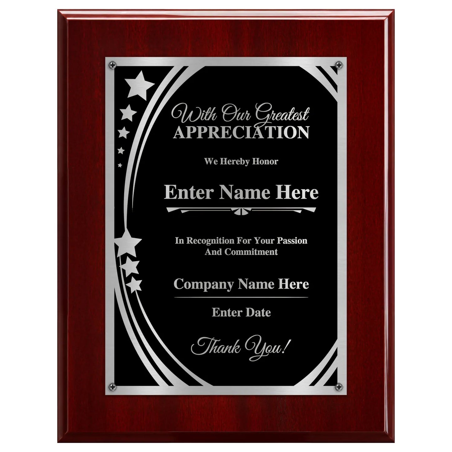 With Our Greatest Appreciation Classic Plaque - 4 Frame Colors