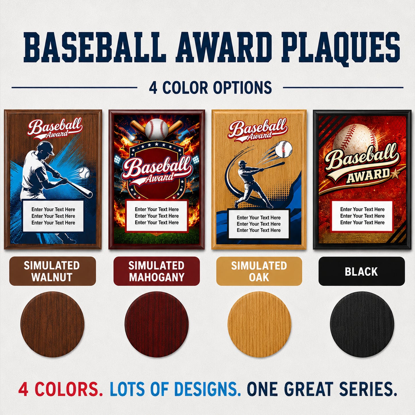Baseball Award Plaques - Multiple Designs & Colors