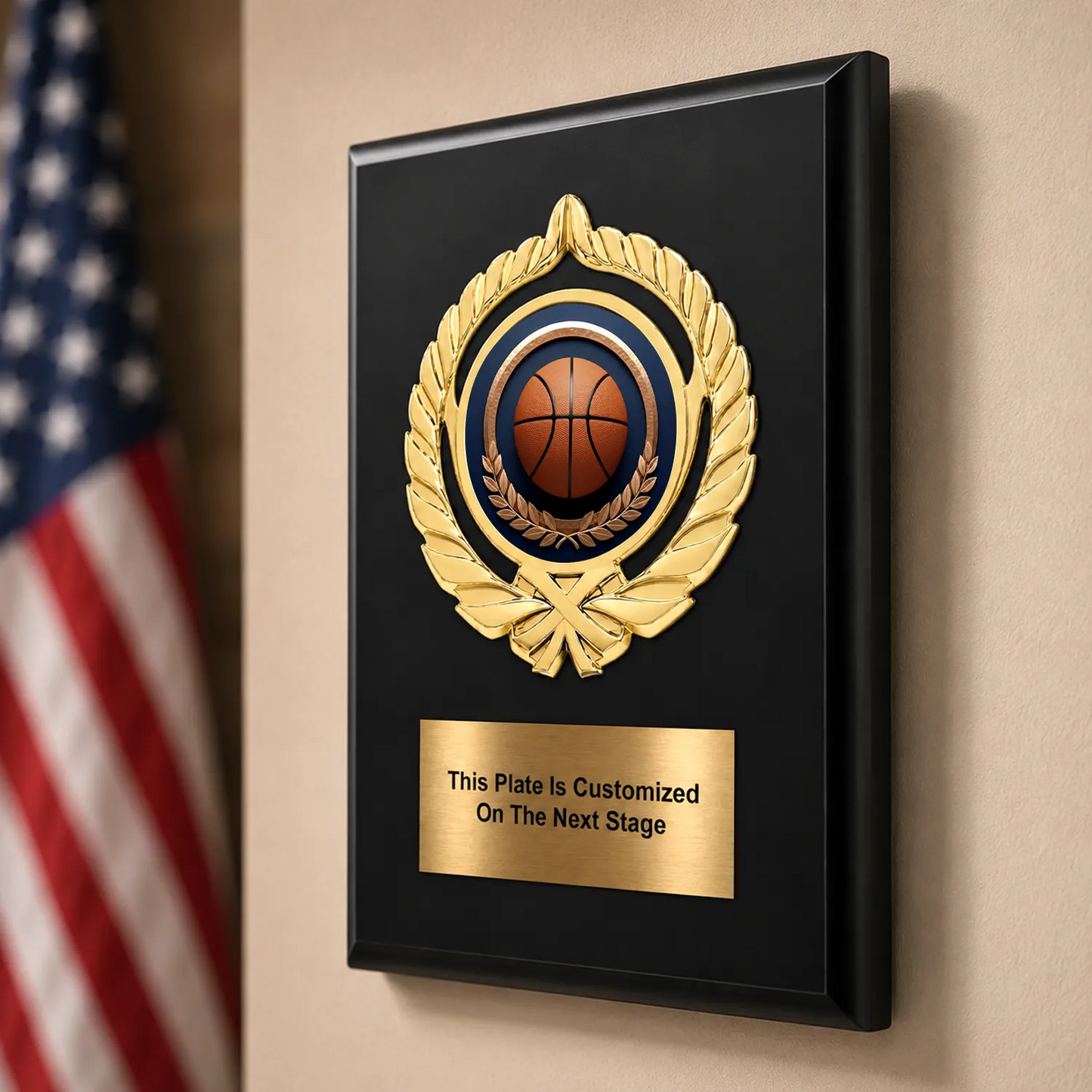 Personalized Basketball Award Plaque with Choice of Emblems & Engraved Plate – 4 Frame Colors
