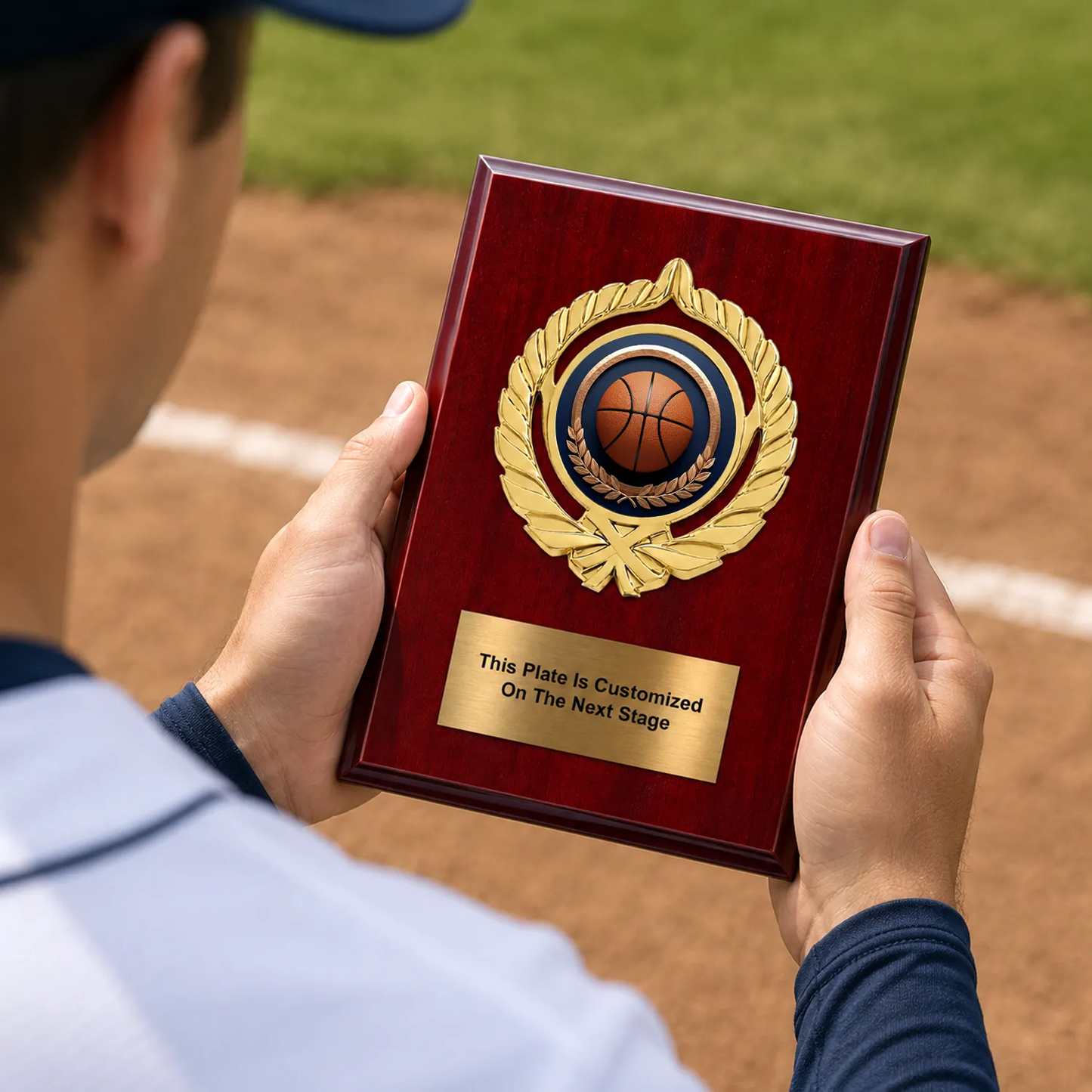 Personalized Basketball Award Plaque with Choice of Emblems & Engraved Plate – 4 Frame Colors