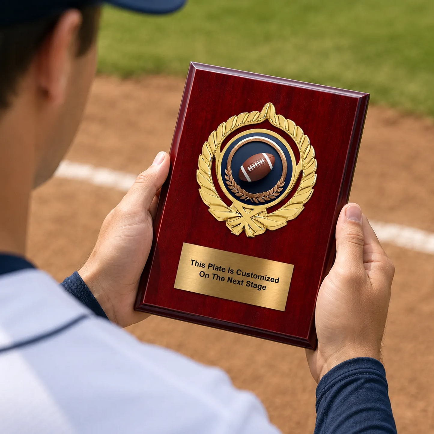 Personalized Football Award Plaque with Choice of Emblems & Engraved Plate – 4 Frame Colors