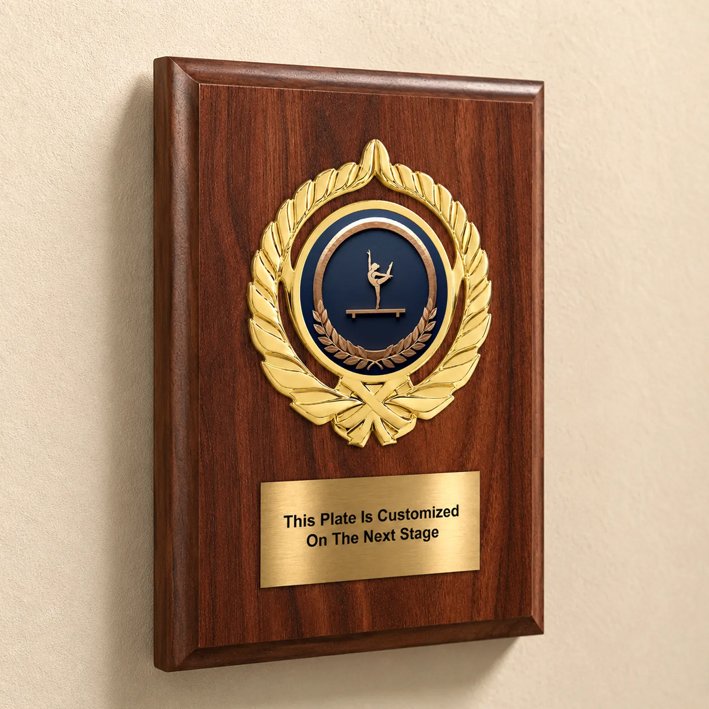 Personalized Gymnastics Award Plaque with Choice of Emblems & Engraved Plate – 4 Frame Colors