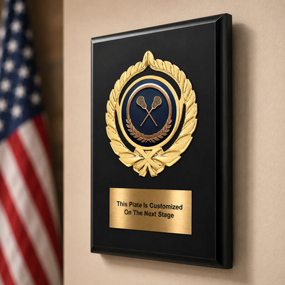 Personalized Lacrosse Award Plaque with Choice of Emblems & Engraved Plate – 4 Frame Colors