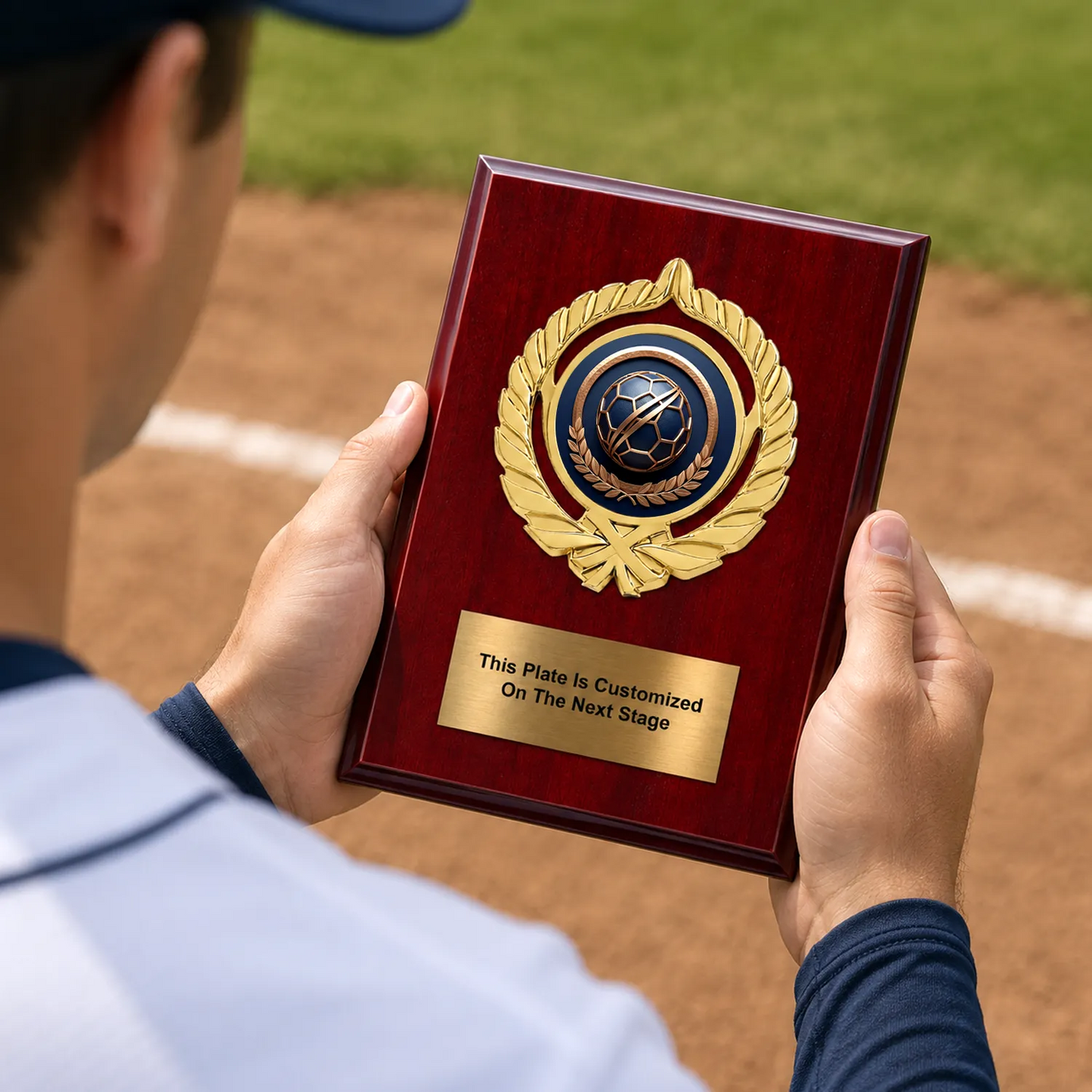 Personalized Soccer Award Plaque with Choice of Emblems & Engraved Plate – 4 Frame Colors