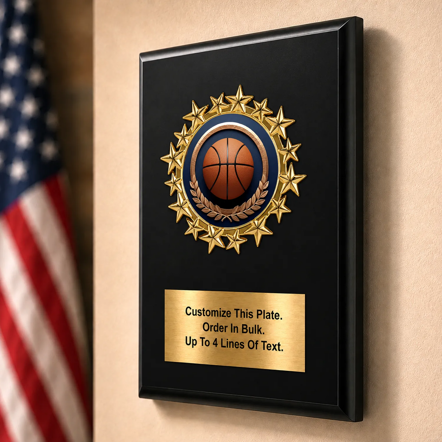 Personalized Basketball Award Plaque with Star Mylar Holder & Engraved Plate – 4 Board Colors