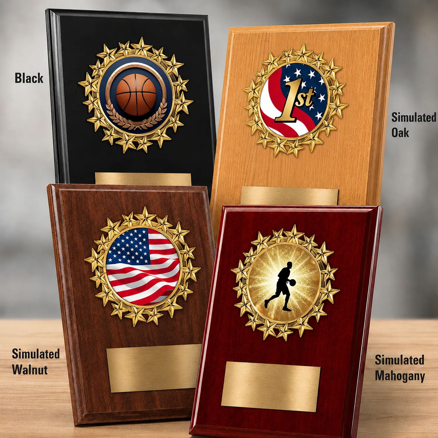 Personalized Basketball Award Plaque with Star Mylar Holder & Engraved Plate – 4 Board Colors
