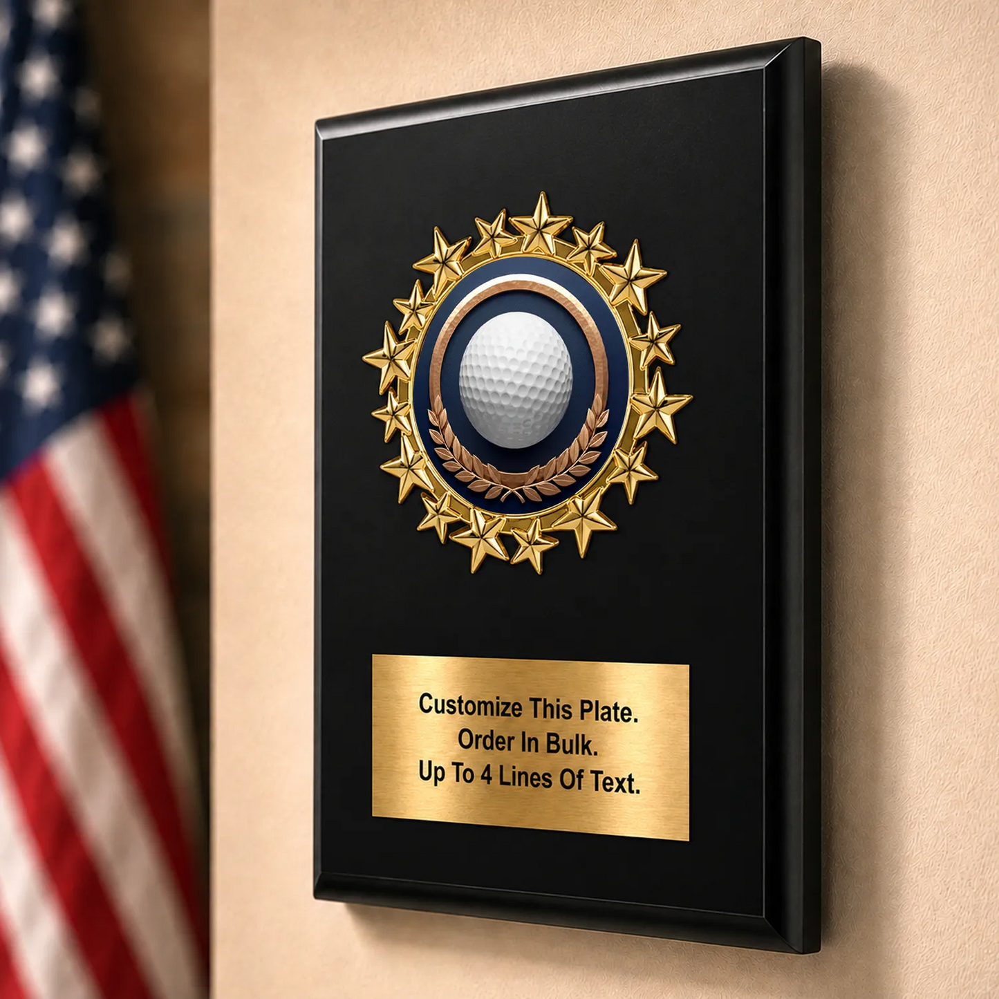 Personalized Golf Award Plaque with Star Mylar Holder & Engraved Plate – 4 Board Colors