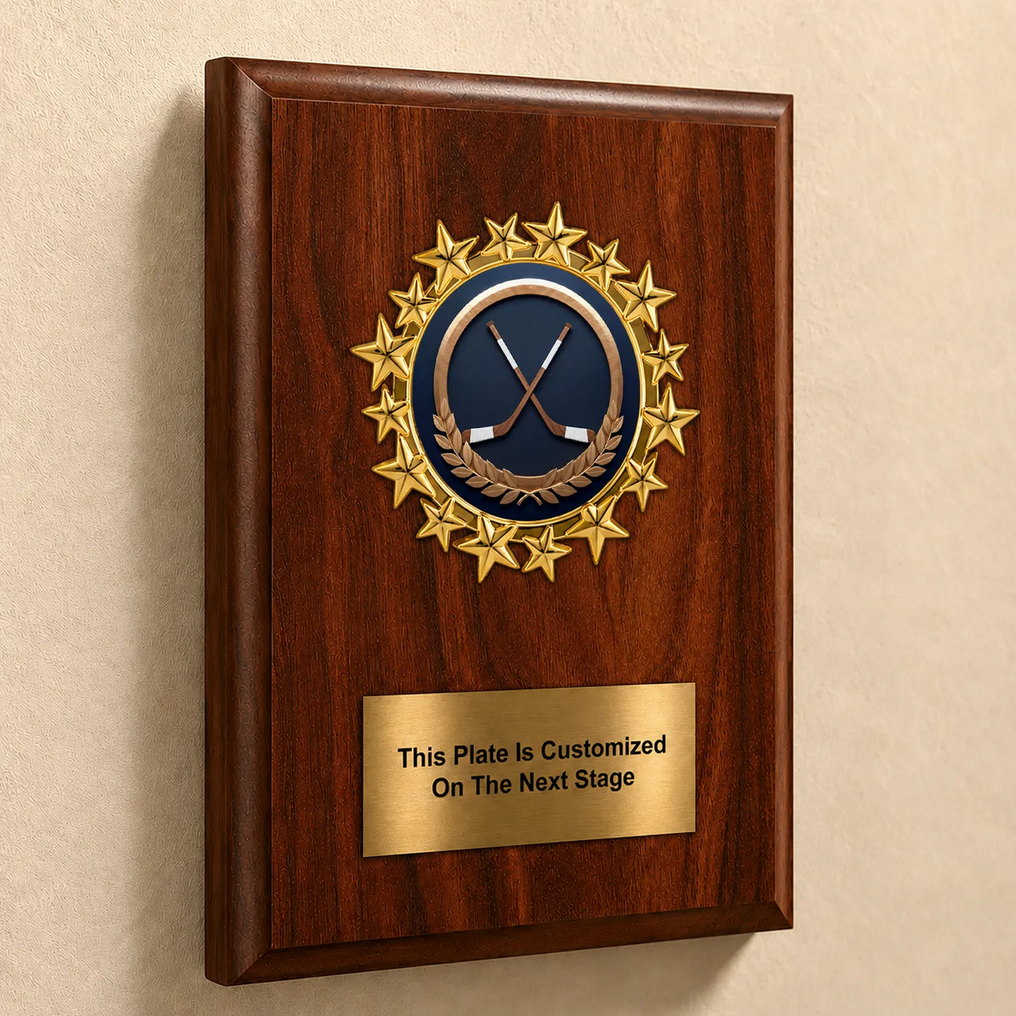 Personalized Ice Hockey Award Plaque with Star Mylar Holder & Engraved Plate – 4 Board Colors