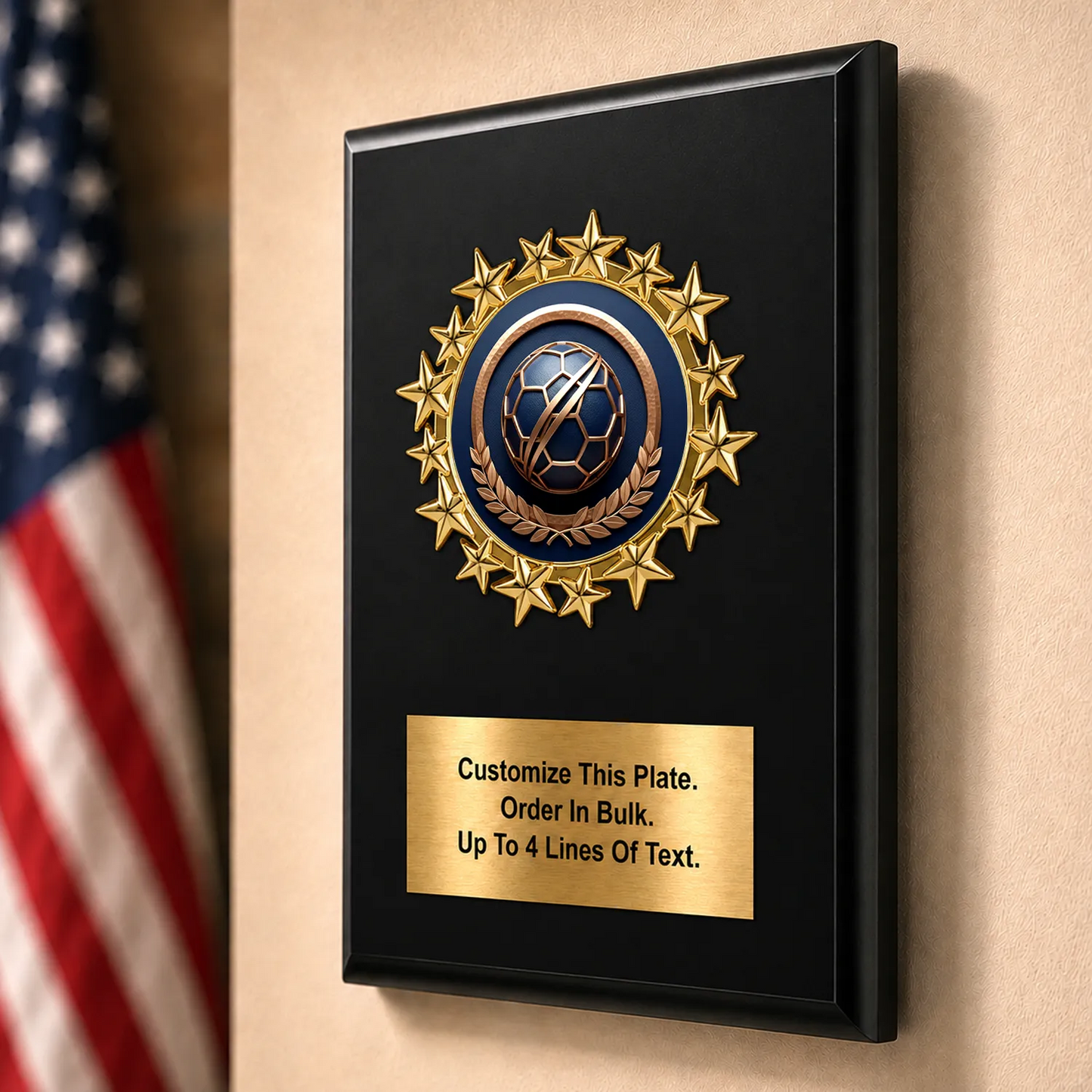 Personalized Soccer Award Plaque with Star Mylar Holder & Engraved Plate – 4 Board Colors