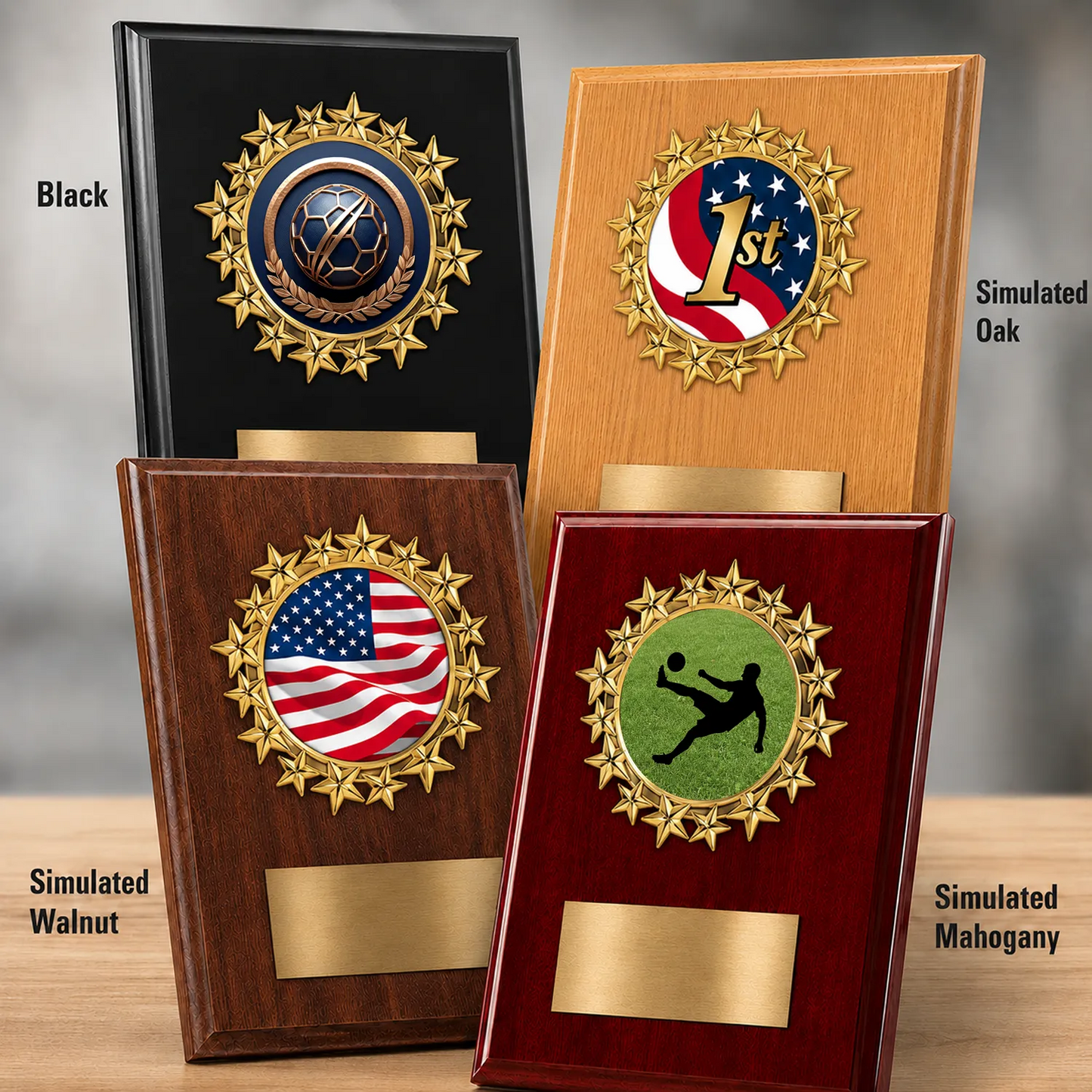 Personalized Soccer Award Plaque with Star Mylar Holder & Engraved Plate – 4 Board Colors