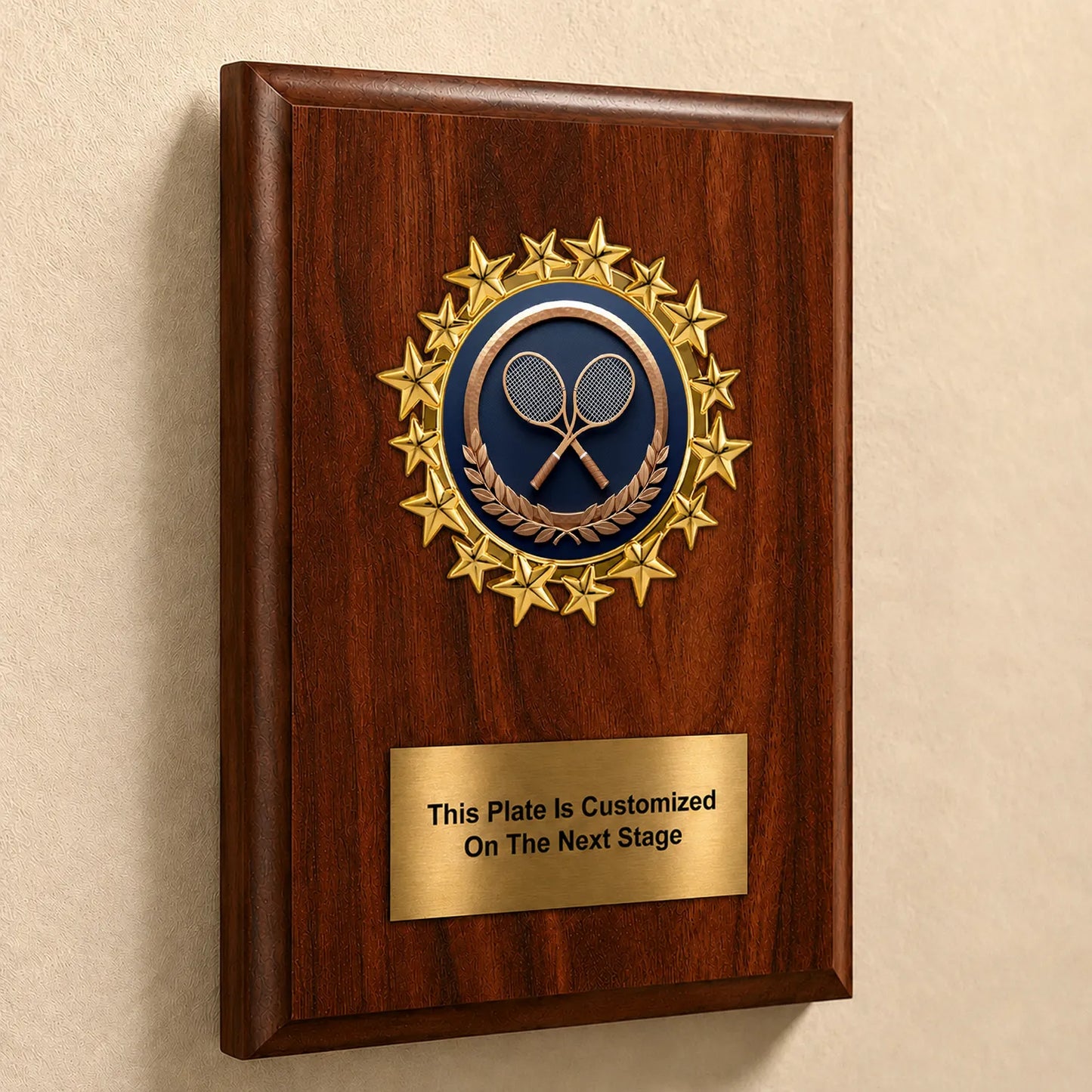 Personalized Tennis Award Plaque with Star Mylar Holder & Engraved Plate – 4 Board Colors