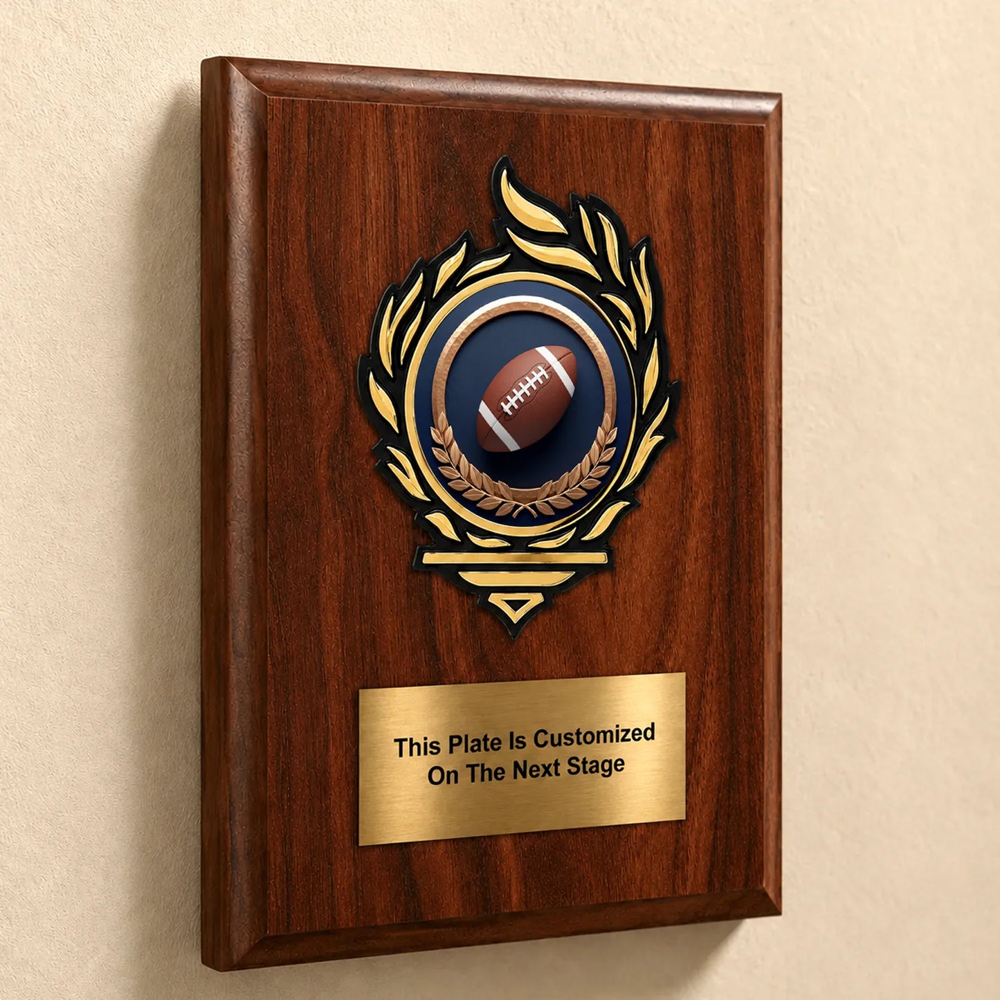 Football Mylar Flame Style Plaque - Personalized Metal Plate - 4 Frame Colors
