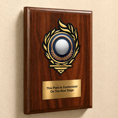 Golf Mylar Flame Style Plaque - Personalized Metal Plate - 4 Frame Colors