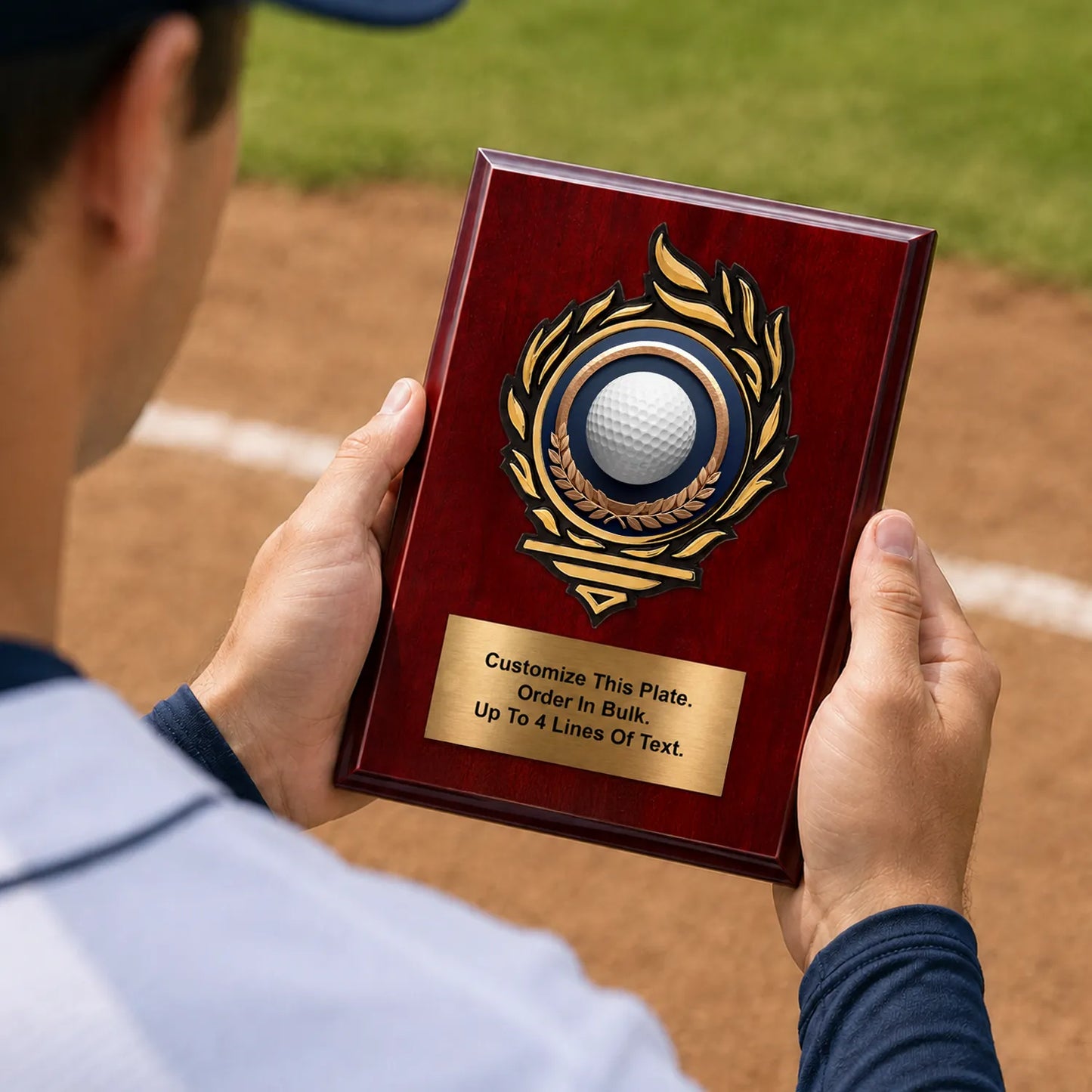 Golf Mylar Flame Style Plaque - Personalized Metal Plate - 4 Frame Colors