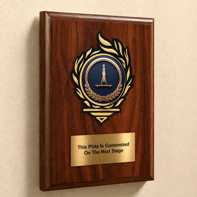 Gymnastics Mylar Flame Style Plaque - Personalized Metal Plate - 4 Frame Colors