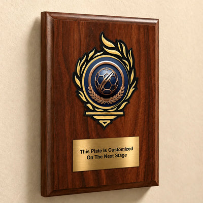 Soccer Mylar Flame Style Plaque - Personalized Metal Plate - 4 Frame Colors