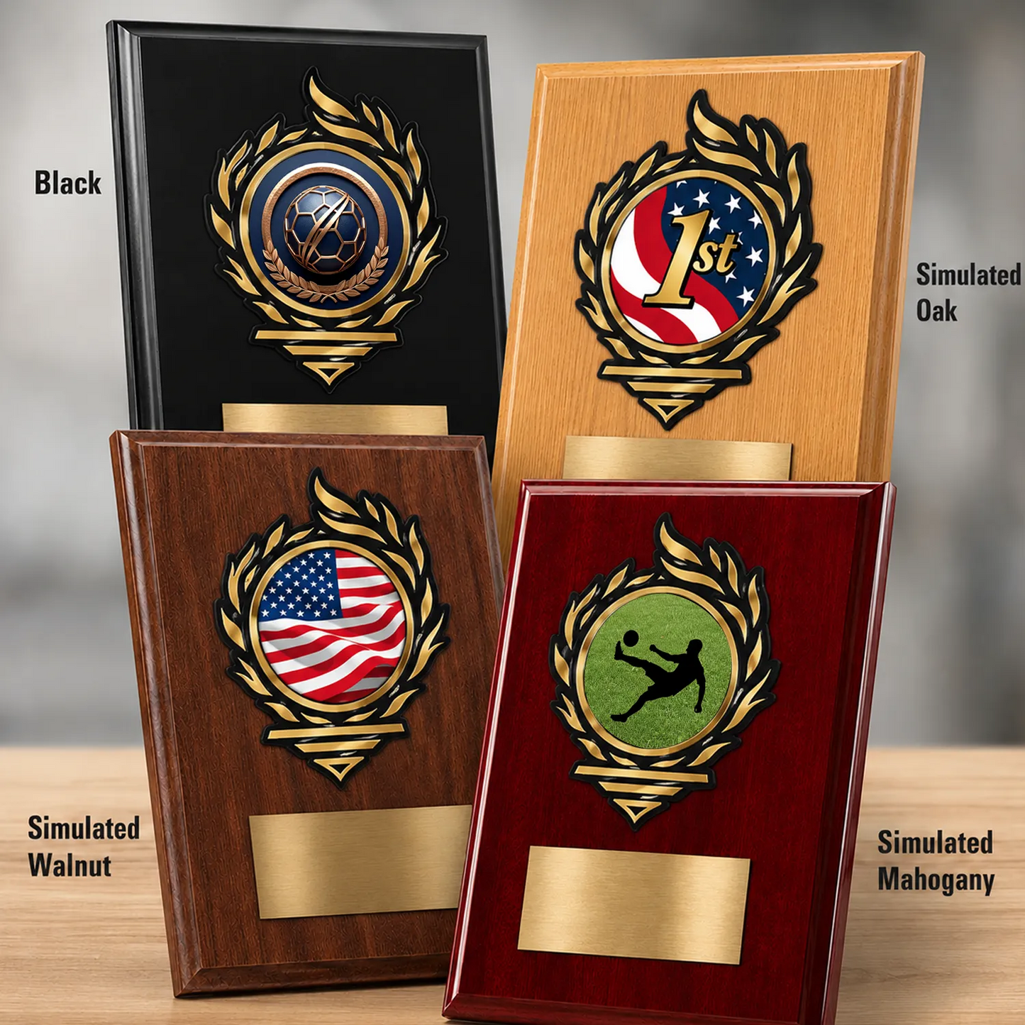 Soccer Mylar Flame Style Plaque - Personalized Metal Plate - 4 Frame Colors