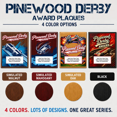Personalized Pinewood Derby Award Plaques - Design 1