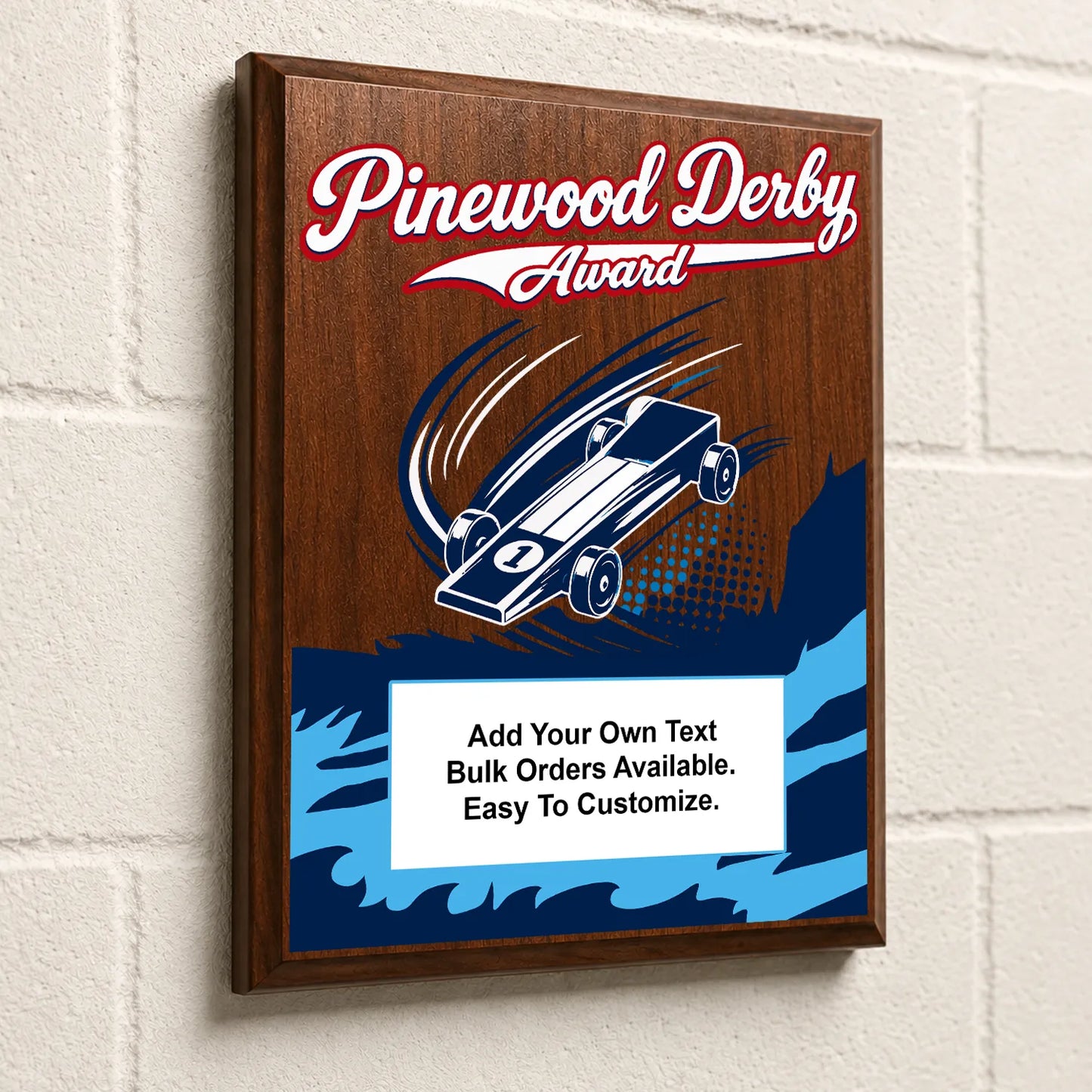 Personalized Pinewood Derby Award Plaques - Design 1