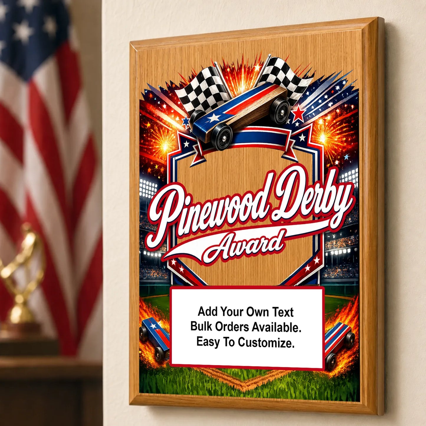Personalized Pinewood Derby Award Plaques - Design 1