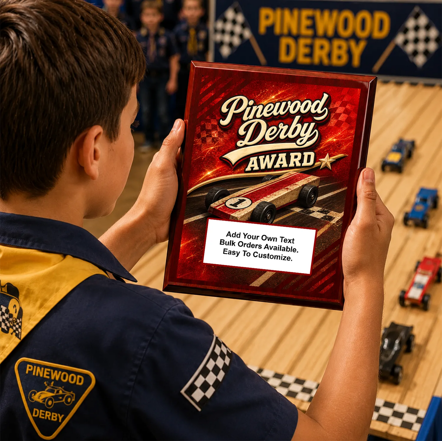 Personalized Pinewood Derby Award Plaques - Design 1