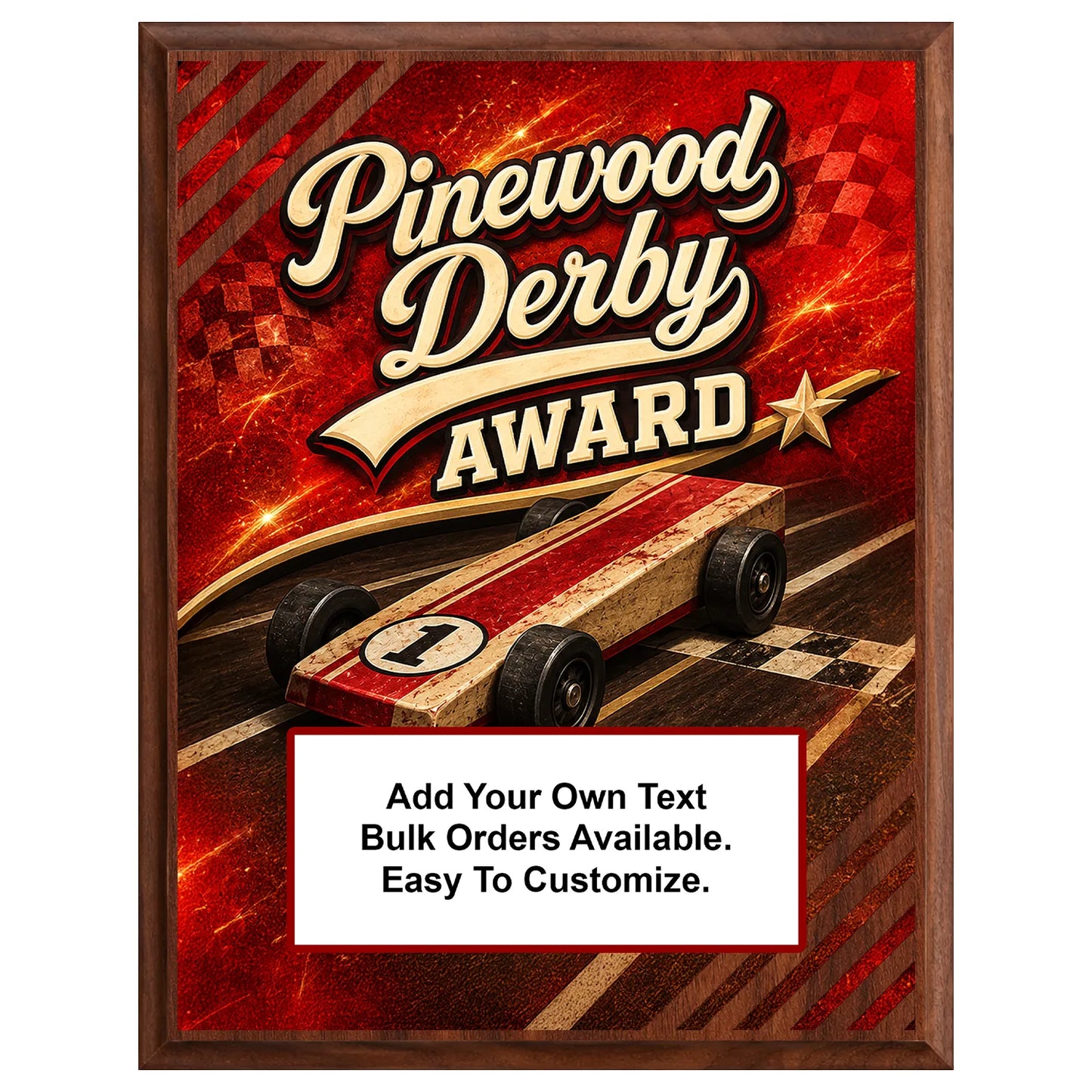Personalized Pinewood Derby Award Plaques - Design 4