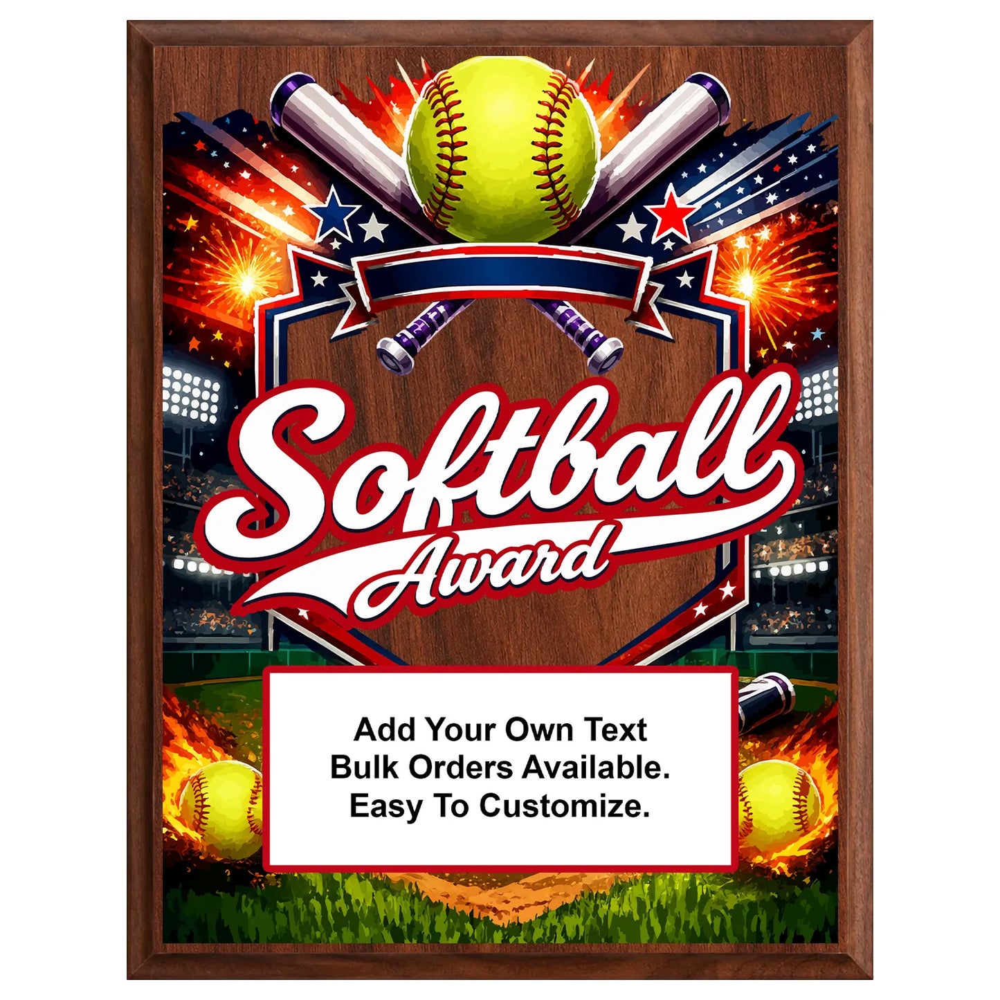 Personalized Softball Award Plaques - Design 3