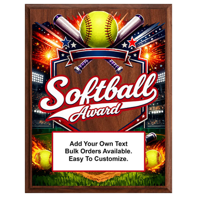 Personalized Softball Award Plaques - Design 3