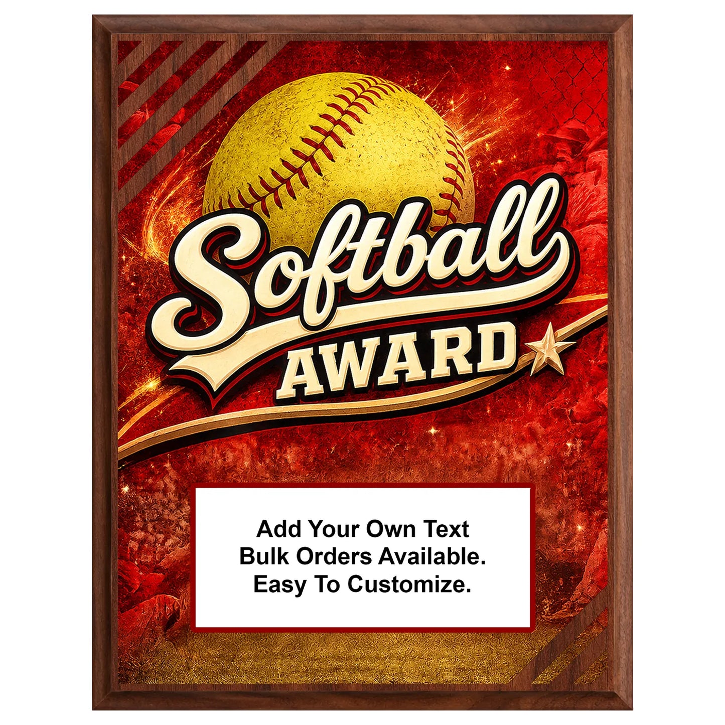 Personalized Softball Award Plaques - Design 4