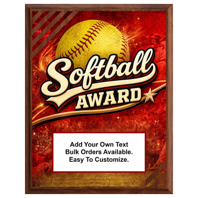 Personalized Softball Award Plaques - Design 4