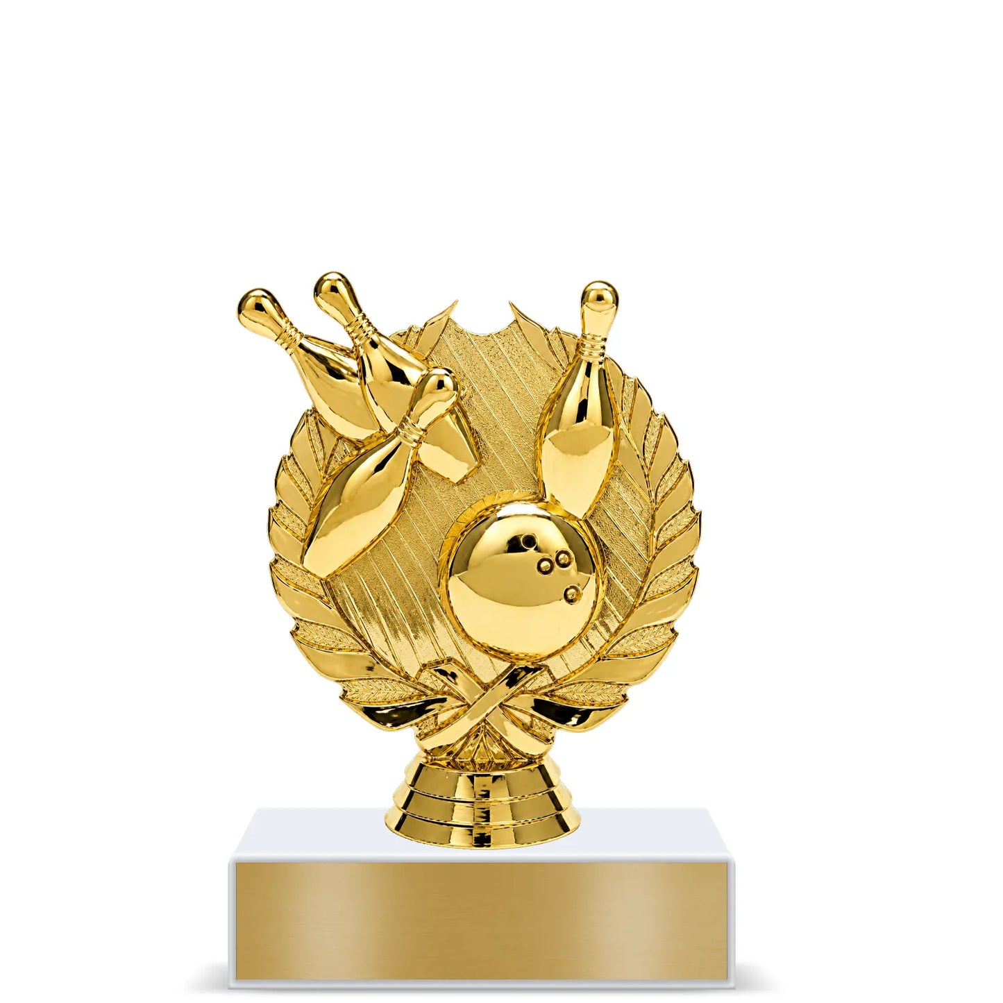 Bowling Trophy – Custom Award with Personalized Gold Plate, 4 Design Options