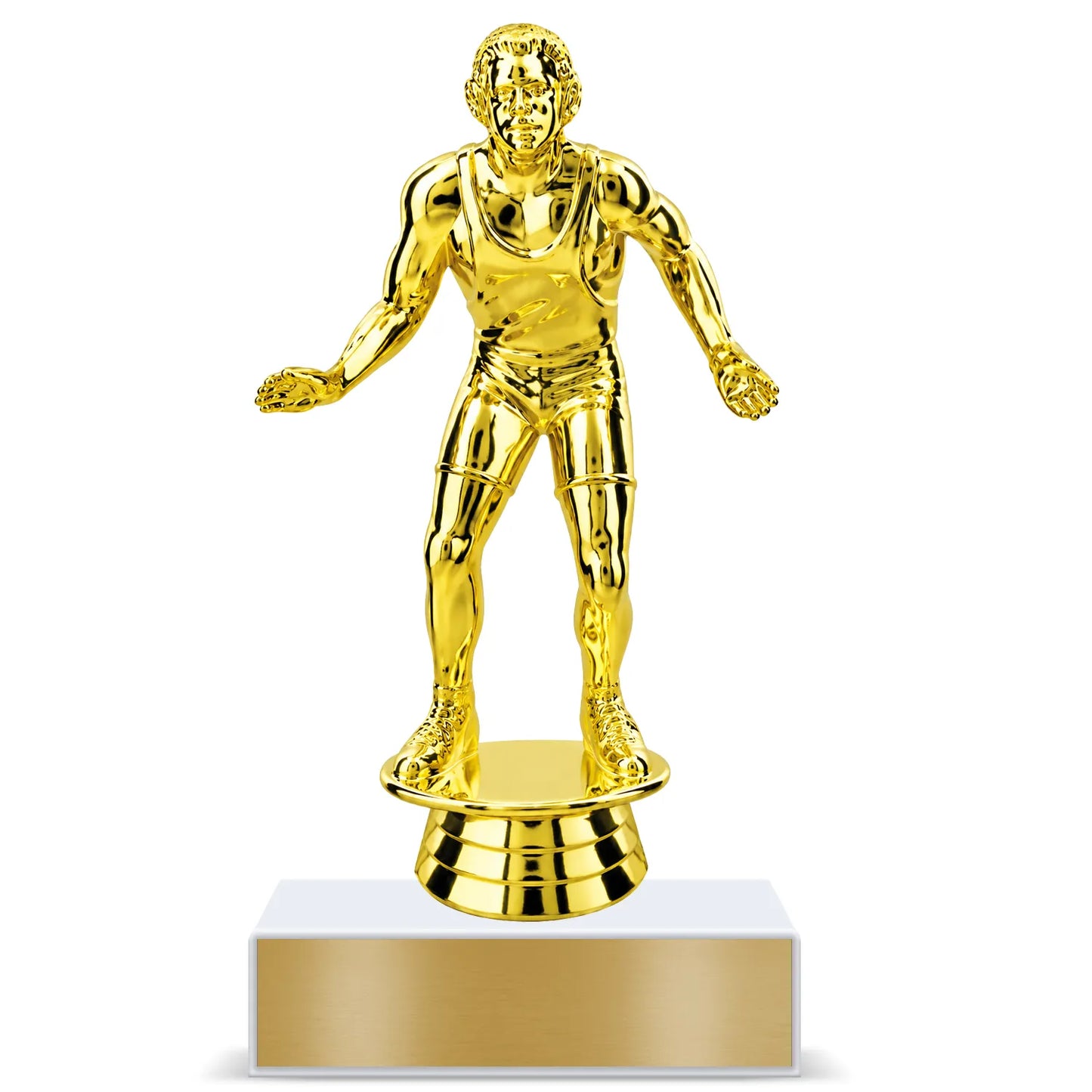 Wrestling Trophy – Custom Award with Personalized Gold Plate, 3 Design Options
