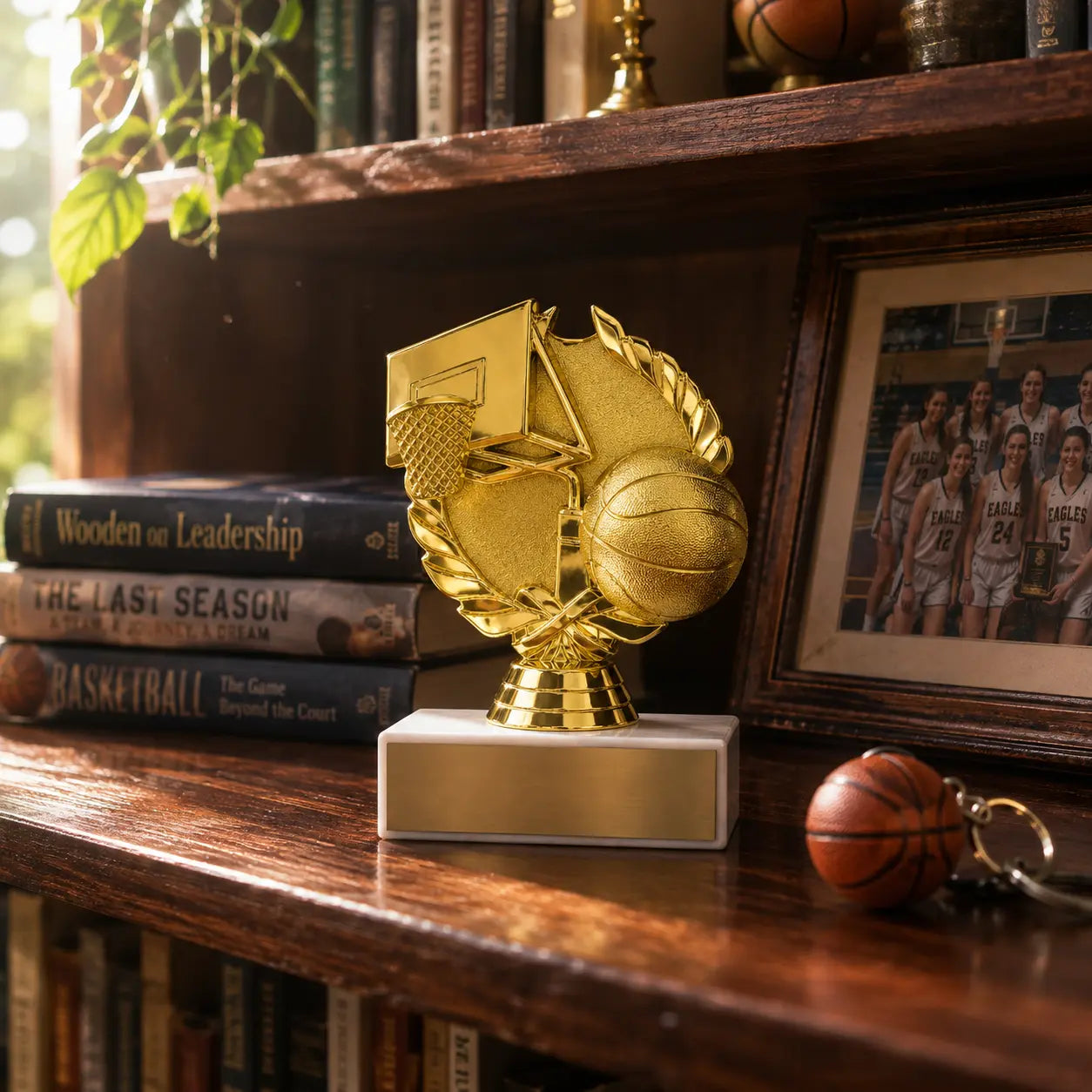 Basketball Trophy – Custom Award with Personalized Gold Plate, 4 Design Options