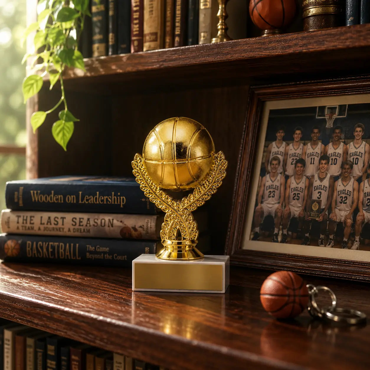 Basketball Trophy – Custom Award with Personalized Gold Plate, 4 Design Options