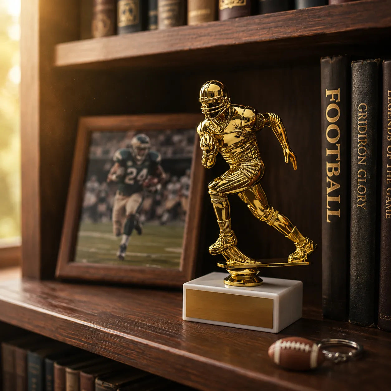 Football Trophy – Custom Award with Personalized Gold Plate, 4 Design Options