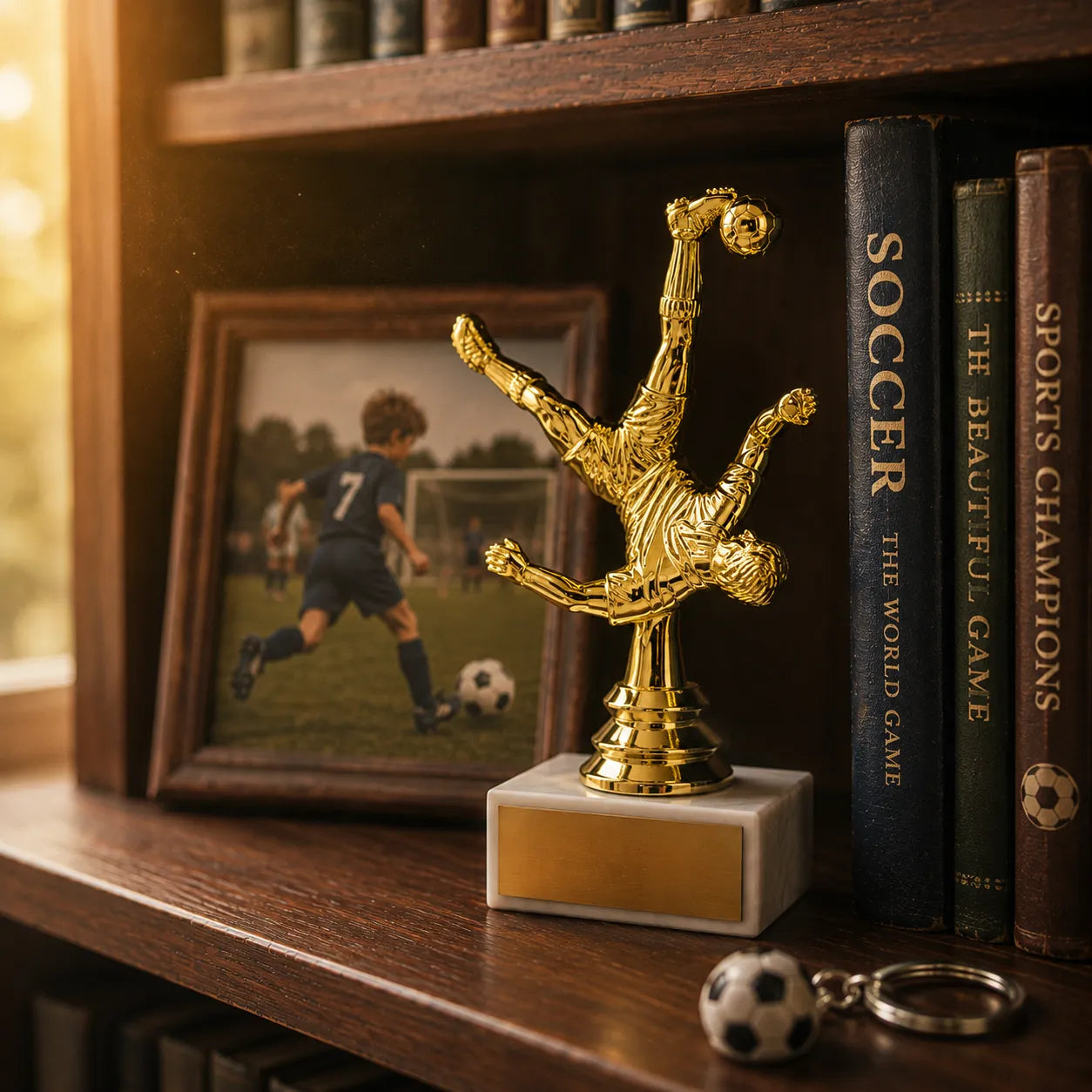 Soccer Trophy – Custom Award with Personalized Gold Plate, 2 Design Options