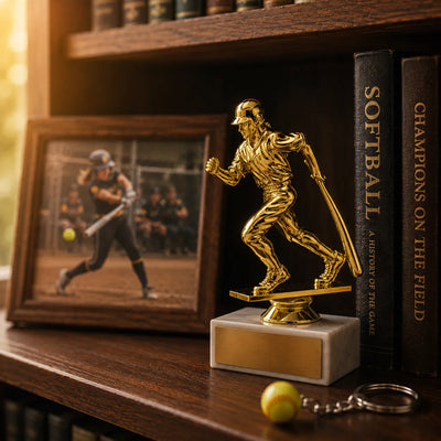 Softball Trophy – Custom Award with Personalized Gold Plate, 4 Design Options
