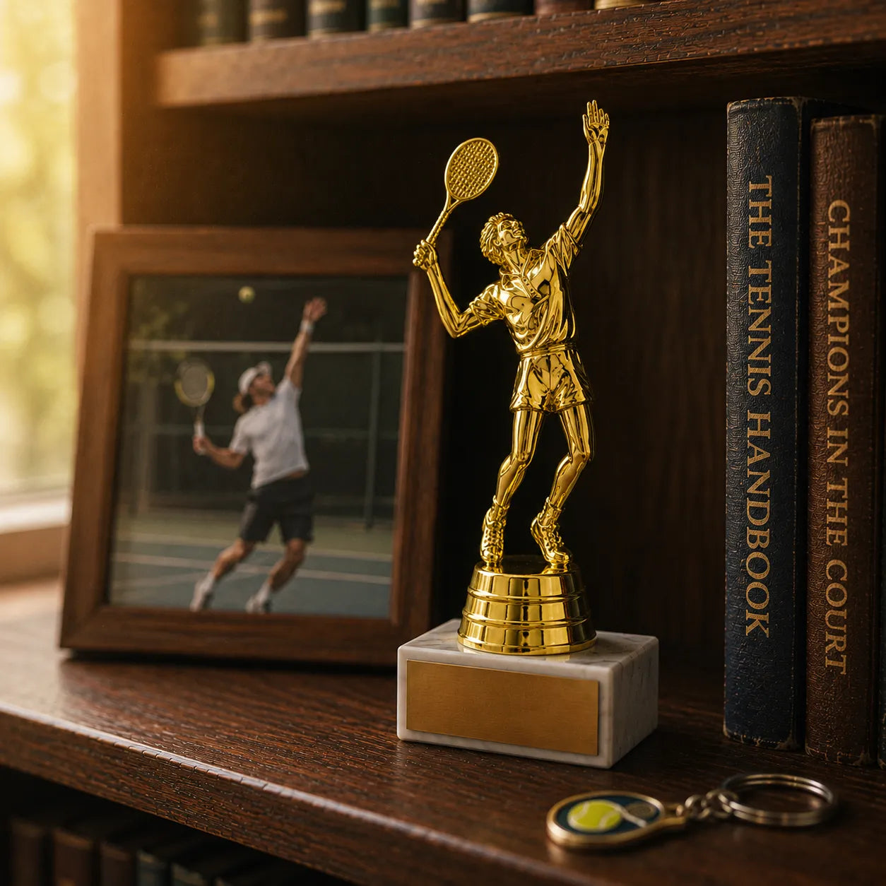 Tennis Trophy – Custom Award with Personalized Gold Plate, 2 Design Options