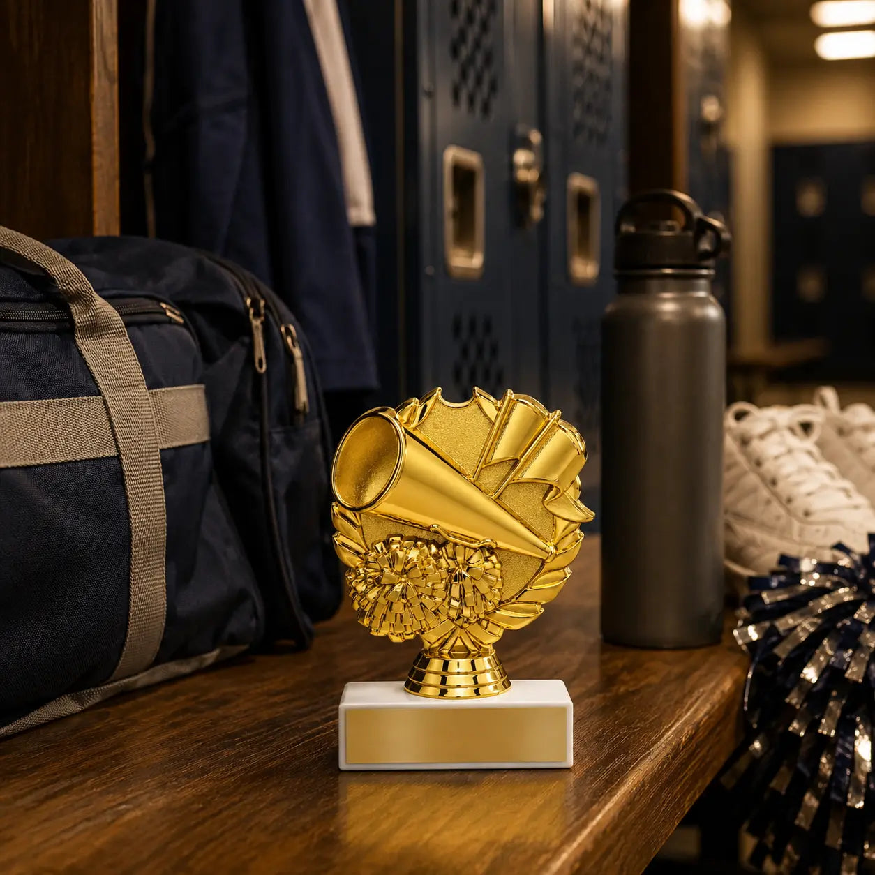 Cheerleading Trophy – Custom Award with Personalized Gold Plate, 3 Design Options