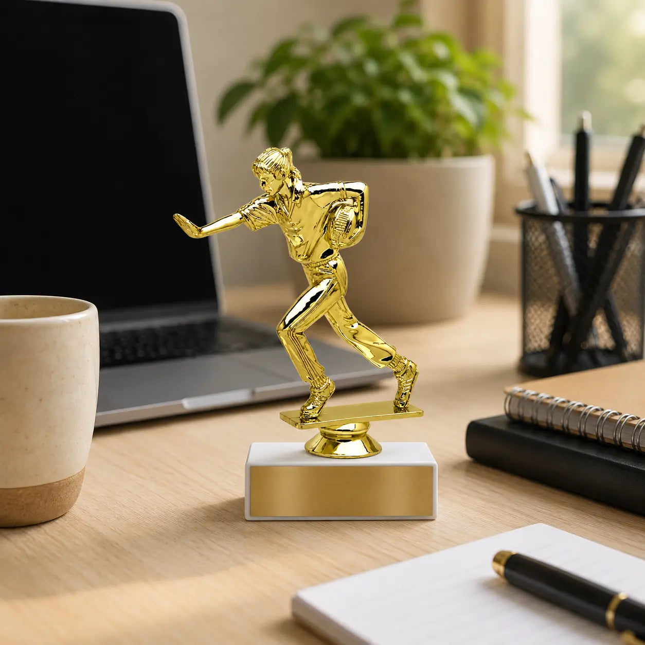 Football Trophy – Custom Award with Personalized Gold Plate, 4 Design Options