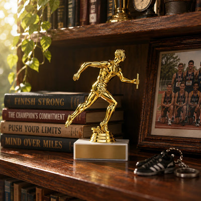 Track Trophy – Custom Award with Personalized Gold Plate, 3 Design Options