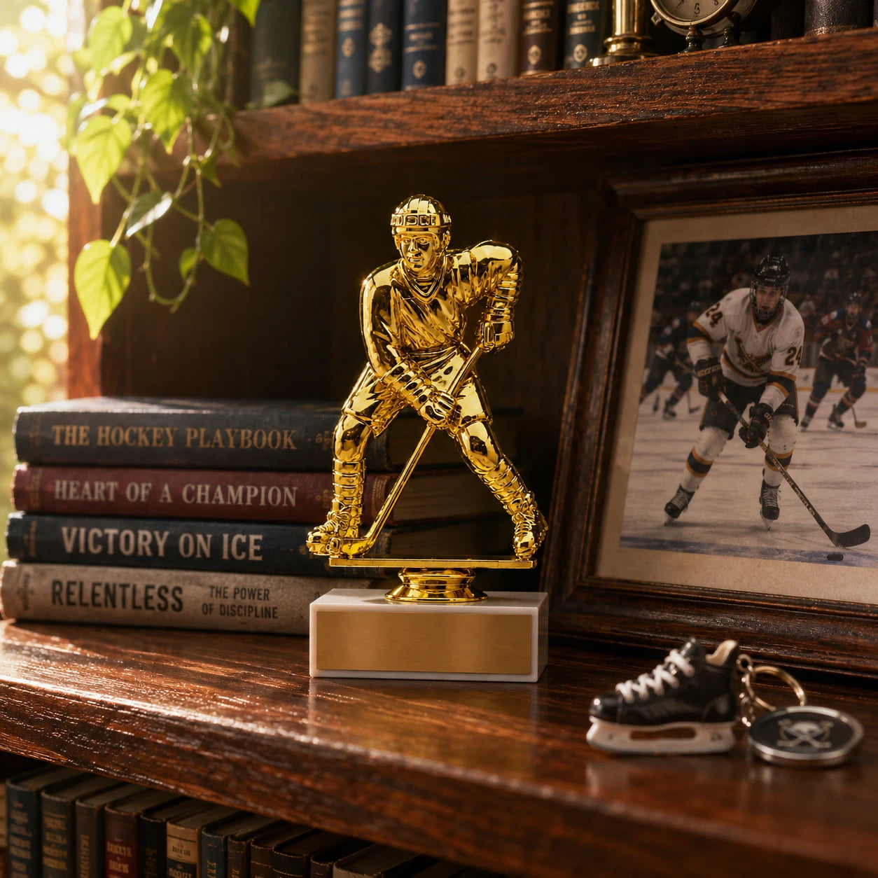 Ice Hockey Trophy – Custom Award with Personalized Gold Plate, 4 Design Options