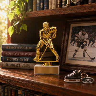 Ice Hockey Trophy – Custom Award with Personalized Gold Plate, 4 Design Options