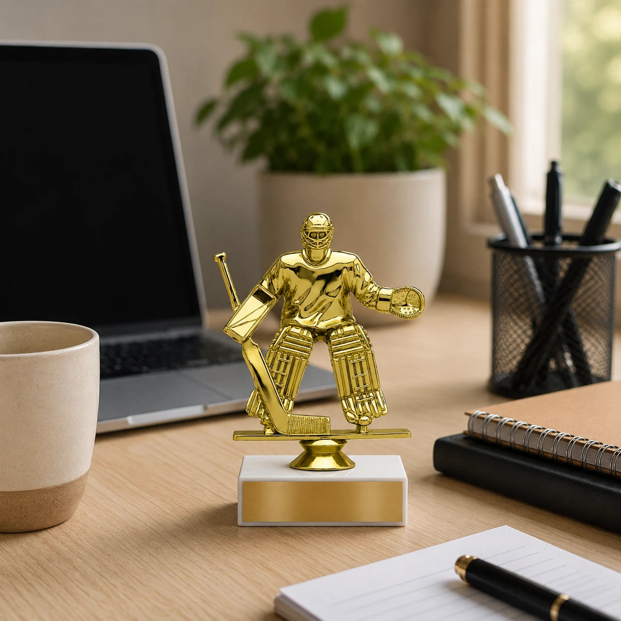 Ice Hockey Trophy – Custom Award with Personalized Gold Plate, 4 Design Options